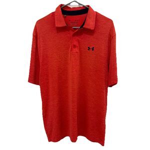 Under Armour Playoff Polo Shirt Mens L Red Orange Performance Golf Stretch